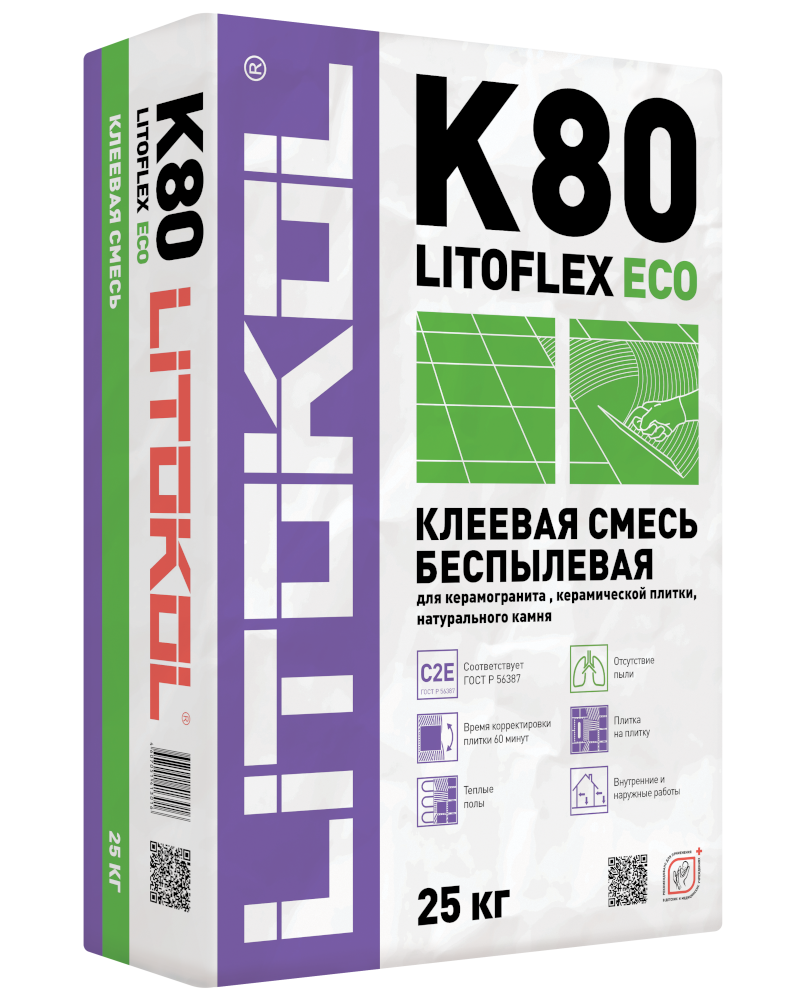Купить LitoFlex К80 ECO- беспылевая клеевая смесь 25kg bag в Нижнем Новгороде #2